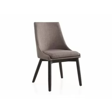 Casabianca CREEK Dining Chair In Gray Linen With Wenge Base