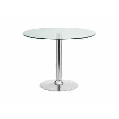 Casabianca FORTE Dining Table In Clear Glass With Polished Stainless Steel Base - Front