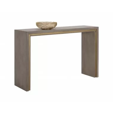 Sunpan Hilbert Console Table - Front Side Angle with Decor