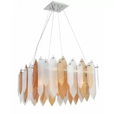 ZEEV Lighting Stratus Chandelier -  Chrome With Amber & Frosted Glass