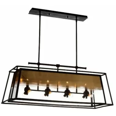 ZEEV Lighting Occasus Chandelier -  Rustic Iron With Gold Leafed Glass