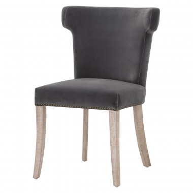Essentials For Living Celina Dining Chair in Dark Dove Velvet - Front Side Angle