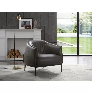 Whiteline Modern Living Benbow Leisure Chair In Dark Grey Faux Leather - Lifestyle
