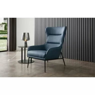 Whiteline Modern Living Wyatt Leisure Chair in Blue Faux Leather - Lifestyle