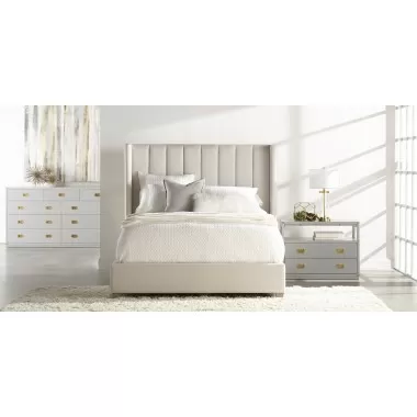 Essentials For Living Chandler Queen Bed in Cream Velvet - Lifestyle 2