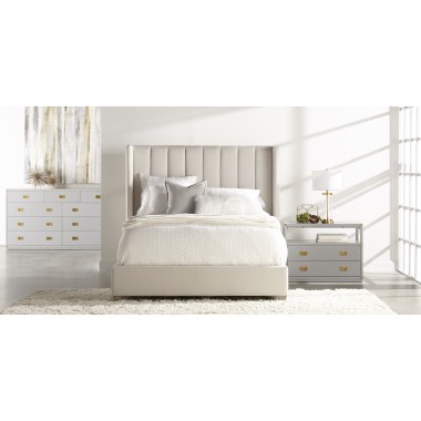Essentials For Living Chandler Queen Bed in Cream Velvet - Lifestyle 2
