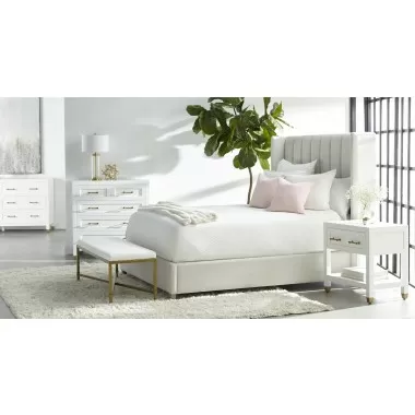 Essentials For Living Chandler Queen Bed in Cream Velvet - Lifestyle 
