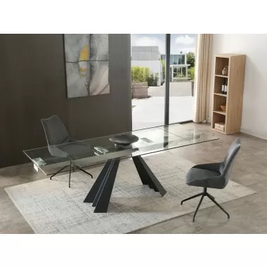 Whiteline Modern Living Chicago Extendable Dining Table In Sanded Black Metal Legs - Lifesytle