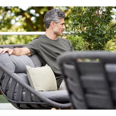 Cane-Line Strington Lounge Chair W/Teak Frame, Incl. Grey Cane-line AirTouch Cushions, Cane-Line Soft Rope