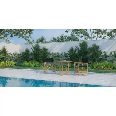 Hi Teak Furniture Direceur Teak Folding Outdoor Dining Armchair in Black - Lifestyle