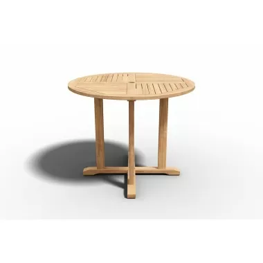 Hi Teak Furniture Perryn Round Teak Outdoor Side Folding Table - Angled