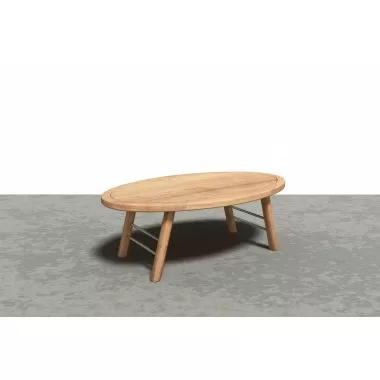 Hi Teak Furniture Daniele Outdoor Teak Oval Coffee Table - Angled