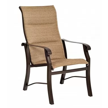 Woodard Cortland Padded Sling High-Back Dining Armchair - Angled