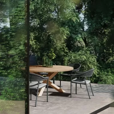 Azzurro Living Crete Stackable Dining Chair With Graphite Cushion - Lifestyle with Dining Set