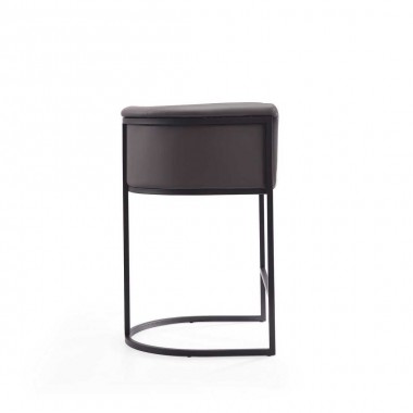 Manhattan Comfort Cosmopolitan 33.8 in. Grey and Black Metal Counter Height Bar Stool Side