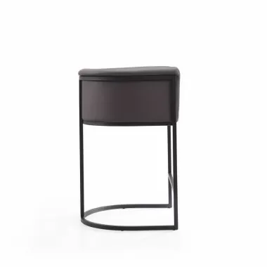 Manhattan Comfort Cosmopolitan 33.8 in. Grey and Black Metal Counter Height Bar Stool Side