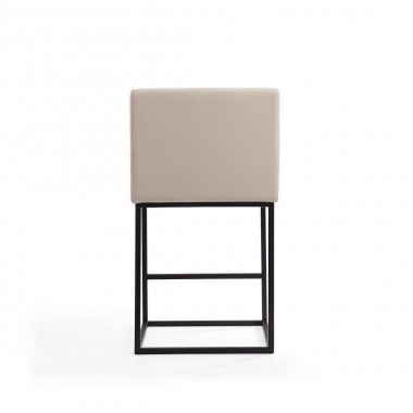 Manhattan Comfort Ambassador 38 in. Cream and Black Metal Counter Height Bar Stool Back