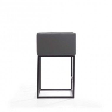 Manhattan Comfort Embassy 34 in. Grey and Black Metal Counter Height Bar Stool Side