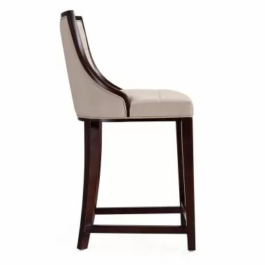 Manhattan Comfort Fifth Ave 39.5 in. Cream and Dark Walnut Beech Wood Counter Height Bar Stool Side