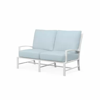 Bristol Loveseat in Canvas Skyline w/ Self Welt - Front Side Angle