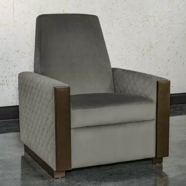 Sunpan Elvina Recliner - Antonio Charcoal - Front Side Angle