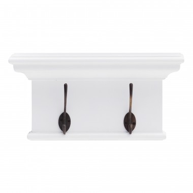 Nova Solo Halifax White Coat Rack - 2 Hook - Front Angle