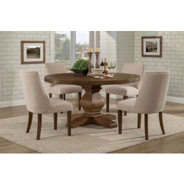 Alpine Furniture Kensington Round Solid Pine Dining Table in Walnut  - Lifestyle