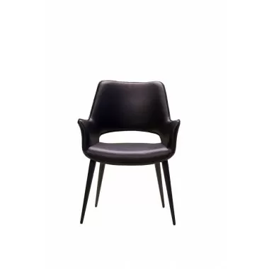 Stratford Arm Chair Black Leatherette with Black Metal Frame