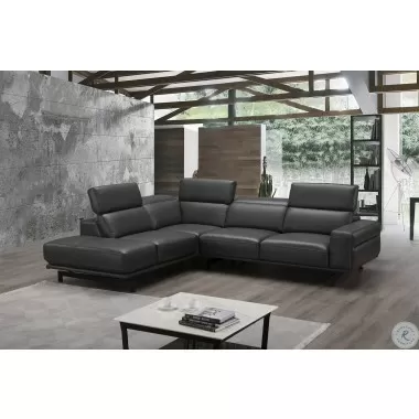J&M Furniture Davenport Slate Grey Leather Sectional 001