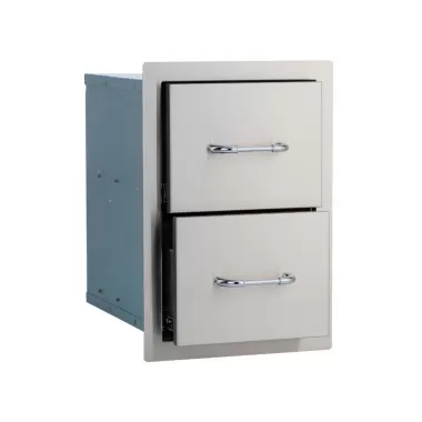 Bull BBQ Double Drawer - Stainless Steel - Angled Semi-open
