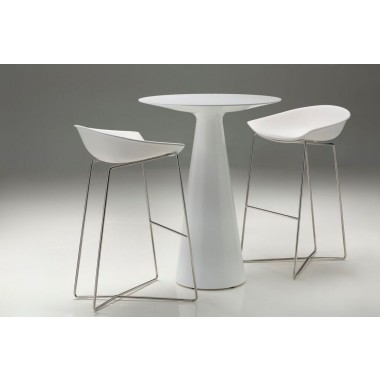 Paraiso Bar Stool White Solid Surface with Polished Stainless Steel Set of 2 (Table not Included)