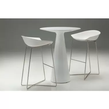 Paraiso Bar Stool White Solid Surface with Polished Stainless Steel Set of 2 (Table not Included)