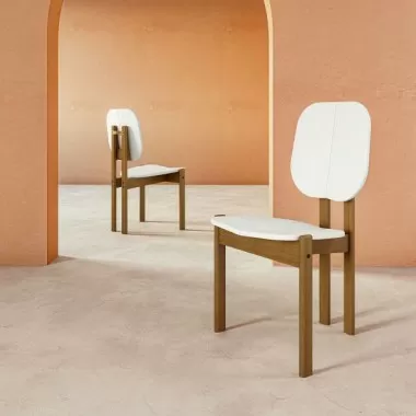 Manhattan Comfort Mid-Century Modern Gales Dining Chair with Solid Wood Legs - Set of 2 White