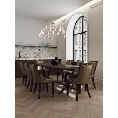 Manhattan Comfort Emperor Bronze and Walnut Faux Leather Dining Chair (Set of Two)