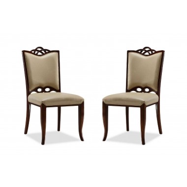 Manhattan Comfort Regent Cream and Walnut Faux Leather Dining Chair (Set of Two)