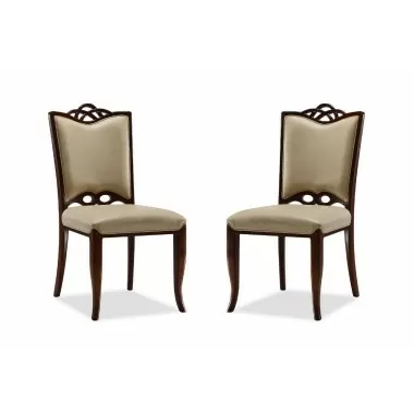 Manhattan Comfort Regent Cream and Walnut Faux Leather Dining Chair (Set of Two)