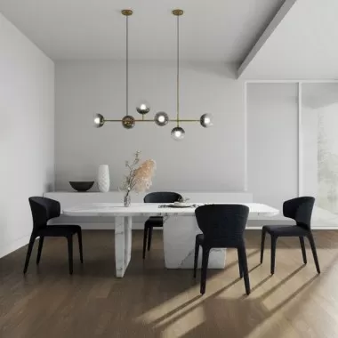 Manhattan Comfort Conrad Modern Woven Tweed Dining Chair in Black Set