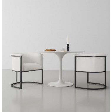 Manhattan Comfort Bali White and Black Faux Leather Dining Chair