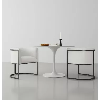 Manhattan Comfort Bali White and Black Faux Leather Dining Chair