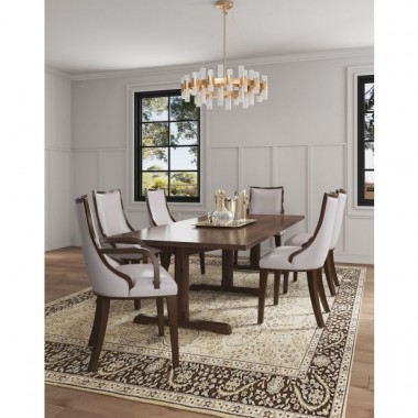 Manhattan Comfort Grand Faux Leather 6-Piece Dining ArmChairs in Light Grey