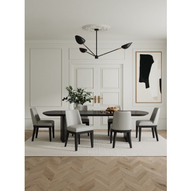 Manhattan Comfort Gansevoort Modern Faux Leather Dining Chair in Stone Grey Full Set