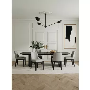 Manhattan Comfort Gansevoort Modern Faux Leather Dining Chair in Stone Grey Full Set