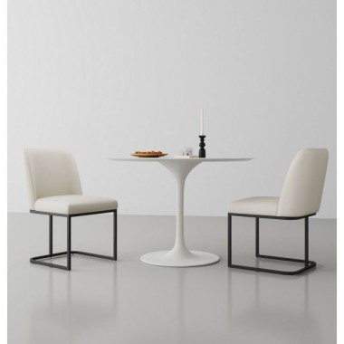 Manhattan Comfort Serena Faux Leather Dining Chair in Cream