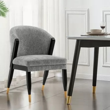  Manhattan Comfort Modern Ola Chenille Dining Chair In Grey