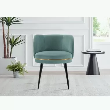 Manhattan Comfort Modern Kaya Pleated Velvet Dining Chair In Mint Green