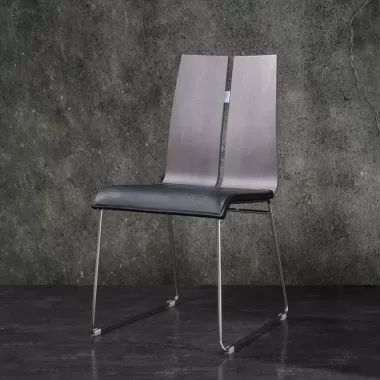 Lauren Dining Chair. Grey & Black Faux Leather
