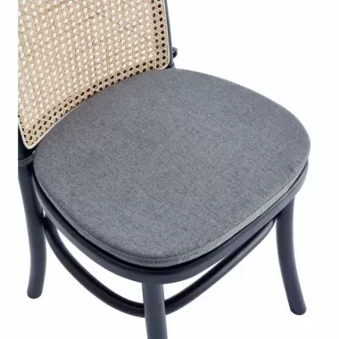 Manhattan Comfort Paragon Dining Chair 1.0 with Grey Cushions in Black and Cane
