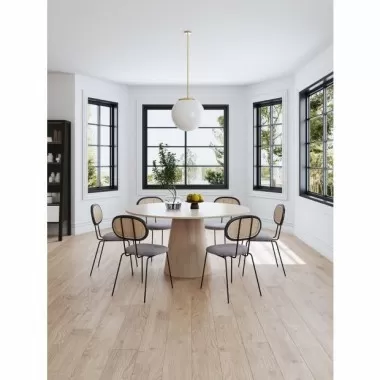 Manhattan Comfort Jardin Dining Chair in Black with Cane and Grey Upholstered Seating - Set 