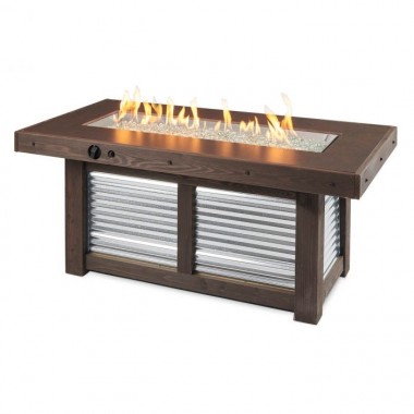 Outdoor Greatroom Company Denali Brew Linear Fire Pit Table Front View