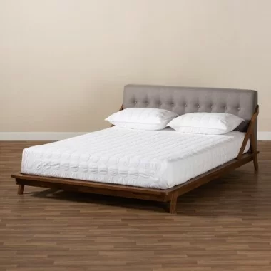 Baxton Studio Sante Upholstered Wood Platform Bed
